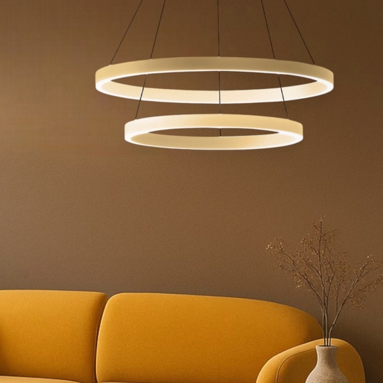Gea luce criseide lampadario moderno led 75w 3000k circolare colore oro