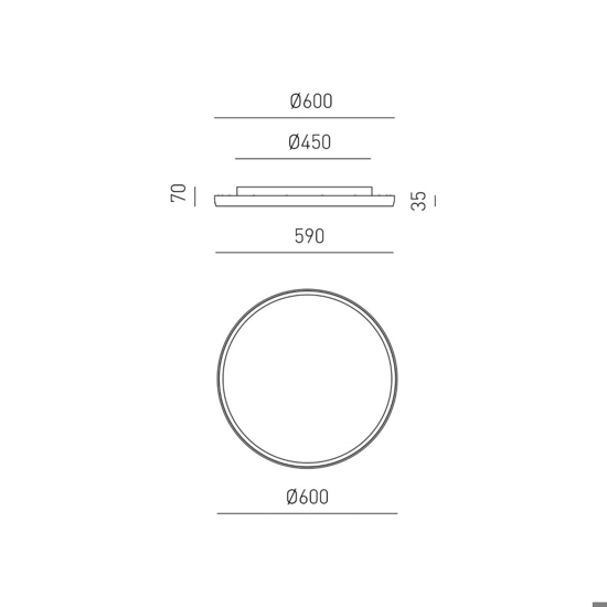 Gea luce acelia plafoniera moderna led 50w da 3000k a 4000k nera tonda