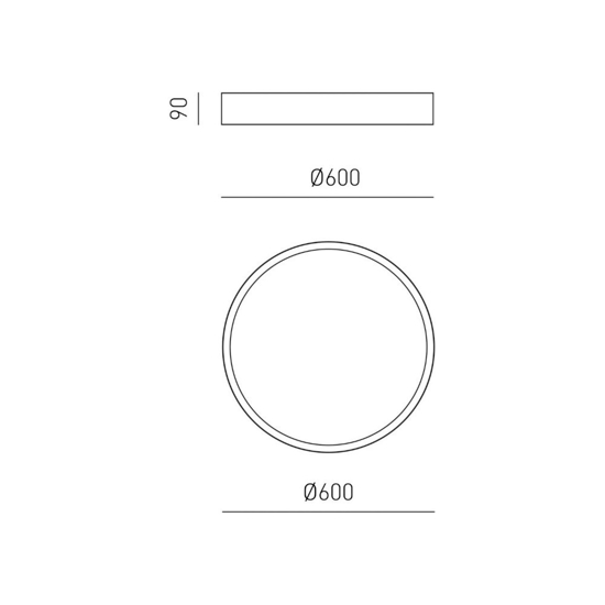 Gea luce plafoniera moderna led 60w da 3000k a 4000k nera
