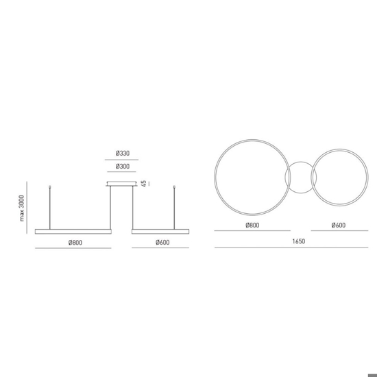 Gea luce criseide lampadario moderno led 75w 3000k due luci