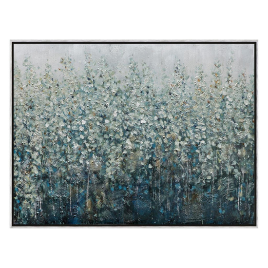 Quadro astratto 90x120 cm foresta pittura in rilievo cornice legno