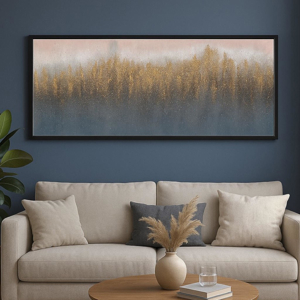Quadro astratto moderno 65x150 cm materico cornice legno nero e argento