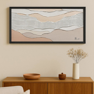 Quadro 60x120cm astratto materico colori caldi cornice legno