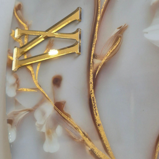Orologio in resina moderno per parete 60cm fiore foglia oro cristalli