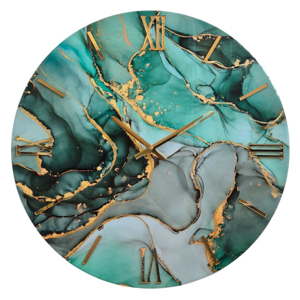 Orologio petrot 40cm da parete di resina effetto marmo verde