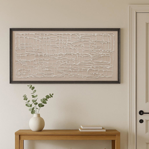Quadro verticale astratto moderno cornice legno 60x120 cm pittura in rilievo