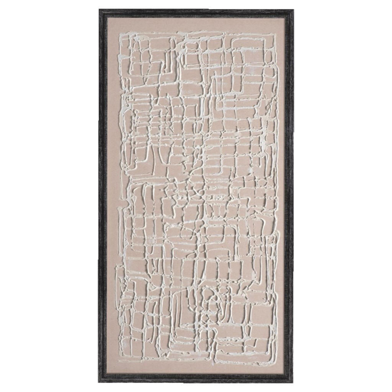 Quadro verticale astratto moderno cornice legno 60x120 cm pittura in rilievo