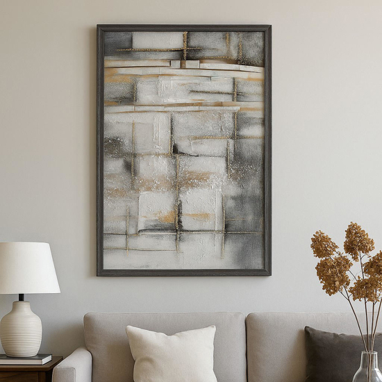 Quadro 120x60 cm astratto pittura a rilievo cornice in legno