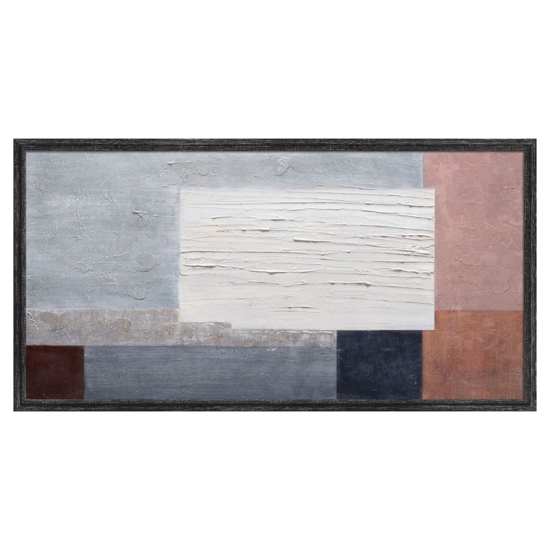 Quadro astratto geometrico 60x120 cm pittura in rilievo cornice