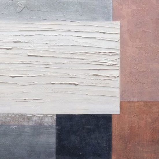 Quadro astratto geometrico 60x120 cm pittura in rilievo cornice