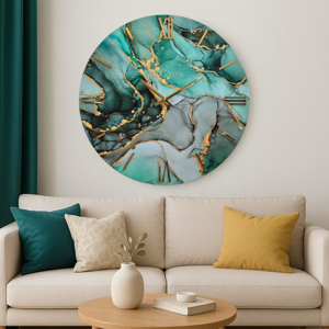 Orologio per parete 100cm in resina foglia oro verde moderno