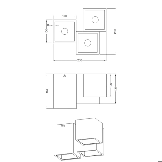 Plafoniera cubi nero design moderna