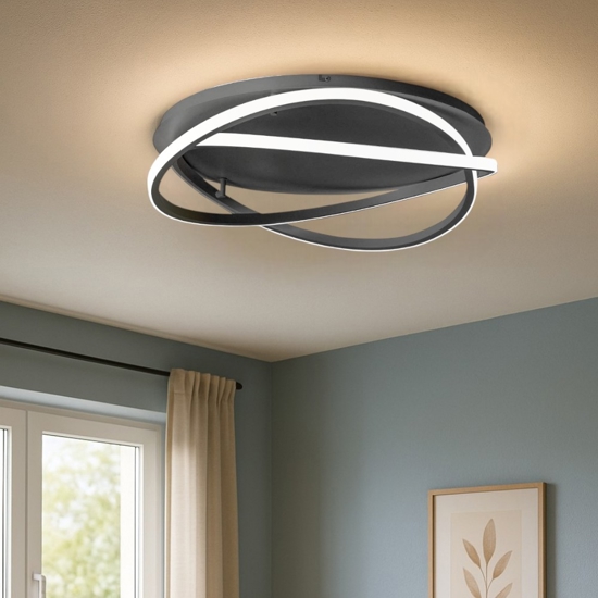 Gea luce atia plafoniera moderna led 50w 3000k nera circolare