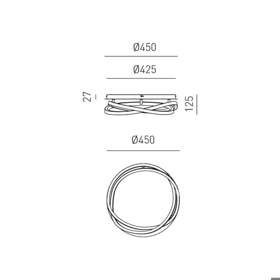 Gea luce atia plafoniera moderna led 40w 3000k nera design originale