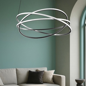 Gea luce atia lampadario moderno led 120w 3000k nero da salotto