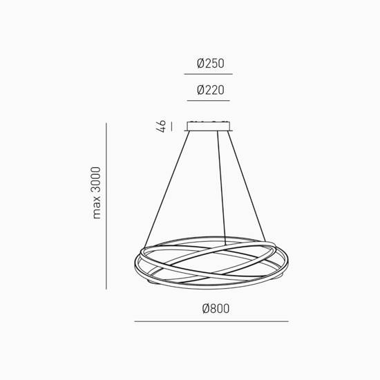 Gea luce atia lampadario moderno led 100w 3000k nero per soggiorno