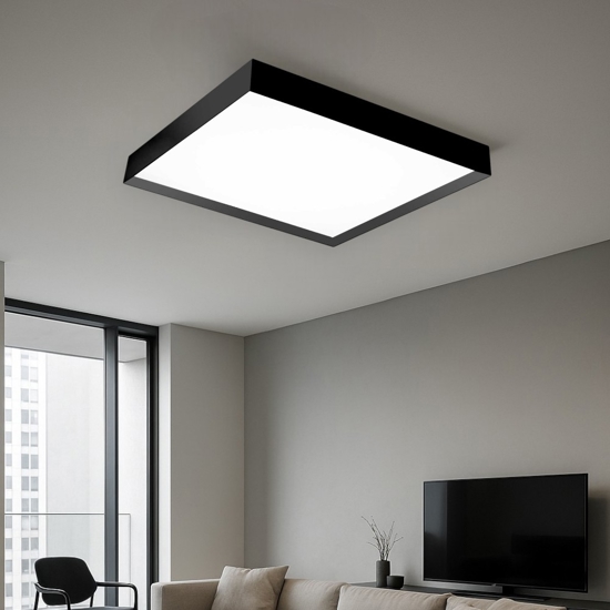 Gea luce aoi plafoniera moderna led 80w da 3000k a 4000k nera quadrata
