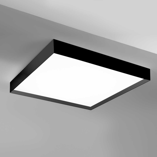 Gea luce aoi plafoniera moderna led 80w da 3000k a 4000k nera quadrata