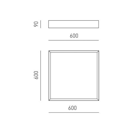 Gea luce aoi plafoniera moderna led 60w da 3000k a 4000k quadrata