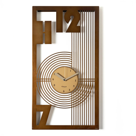 Orologio da muro moderno rettangolare caramello e oro laccato