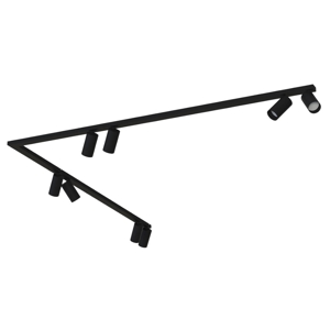Plafoniera nera angolare 300cm con 8 spot orientabili fp