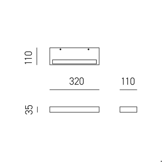Gea luce gap applique da parete led 34w 3000k rettangolare nera