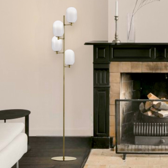 Lampada da terra moderna colore oro in vetro