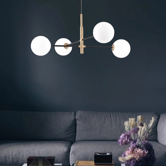 Lampadario moderno design oro nero per soggiorno