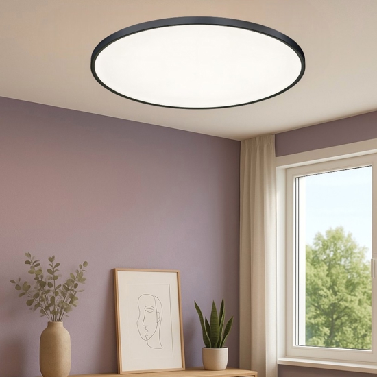 Gea luce plafoniera moderna led 50w da 3000k a 6000k nera