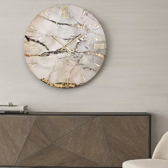 Grande orologio da muro 100cm elegance gold in resina moderno