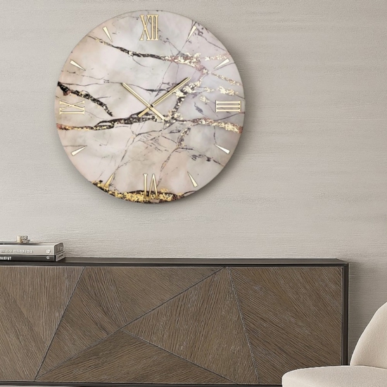 Orologio per parete 40cm elegance gold moderno rotondo in resina