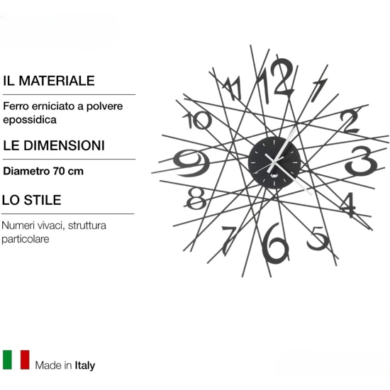 Orologio da parete moderno design fili nero