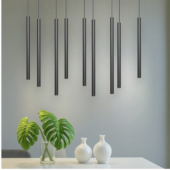 Lampadario nero per tavolo soggiorno moderno fp