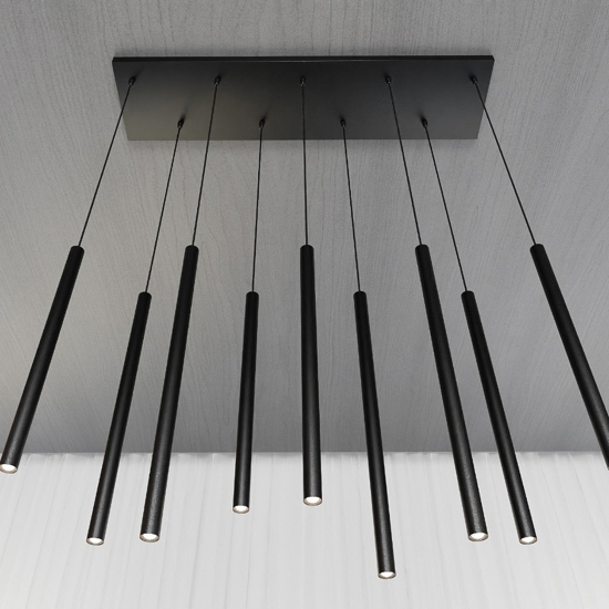Lampadario nero per tavolo soggiorno moderno fp