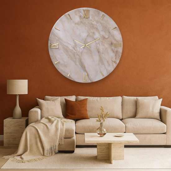 Orologio reale per parete 60cm effetto marmo moderno rotondo