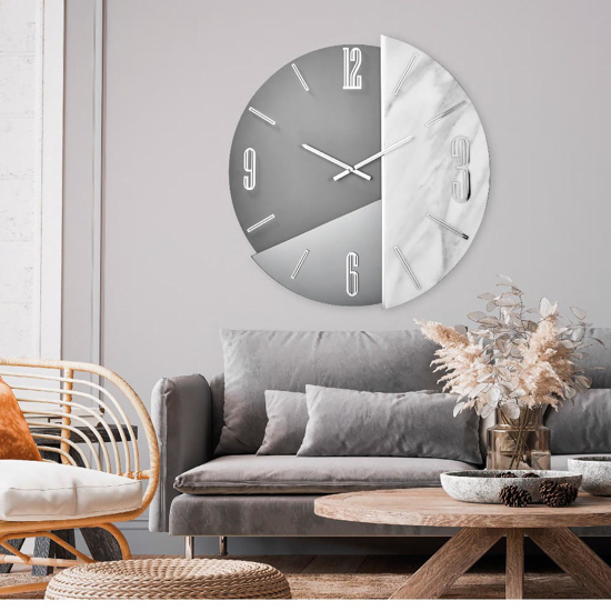 Orologio design moderno 80cm effetto marmo grandi dimesnioni