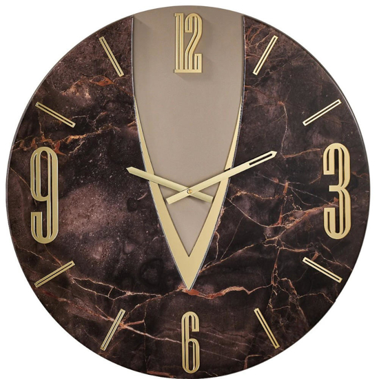 Orologio da parete design moderno luna effetto marmo marrone 60cm