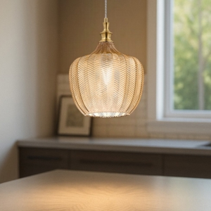 Gea luce cleofe lampada a sospensione vetro decorato