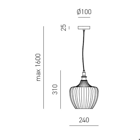 Gea luce cleofe lampada a sospensione vetro decorato