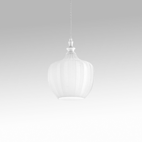 Gea luce cleofe lampada a sospensione da cucina vetro decorato bianco