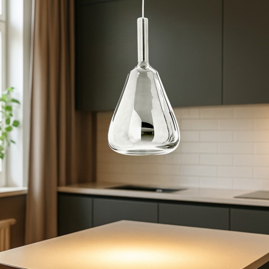 Gea luce ofelia lampada a sospensione per tavolo cucina colore cromo