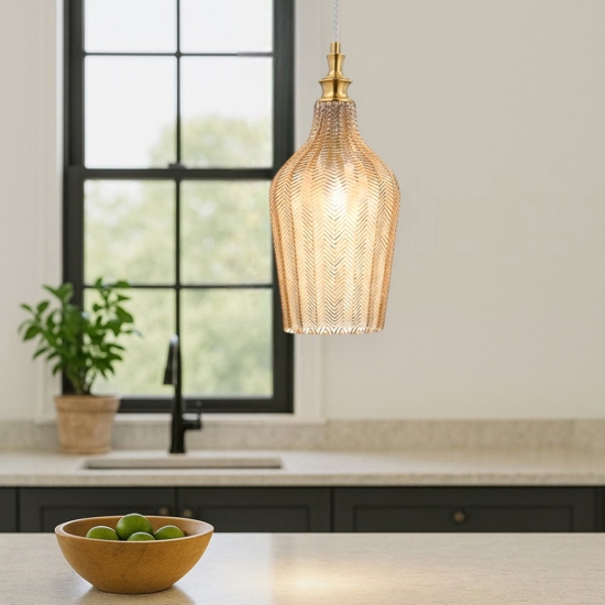 Gea luce cleofe lampada a sospensione vetro decorato