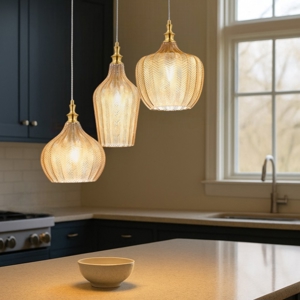 Gea luce cleofe lampadario cucina in vetro 3 luci