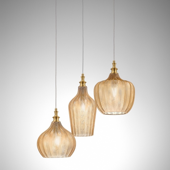 Gea luce cleofe lampadario cucina in vetro 3 luci