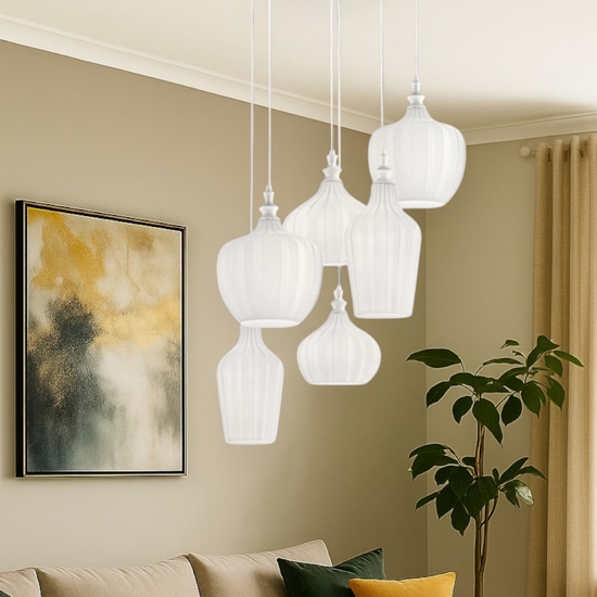 Gea luce cleofe lampadario moderno bianco in vetro