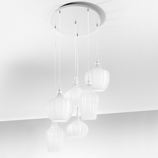 Gea luce cleofe lampadario moderno bianco in vetro