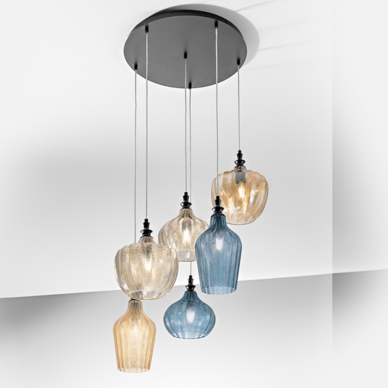 Gea luce cleofe lampadario moderno paralumi colorati
