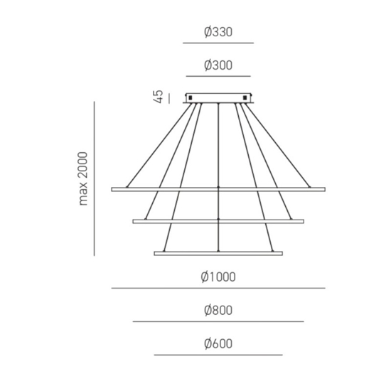 Gea luce erika lampadario moderno led 128w 3000k per salotto