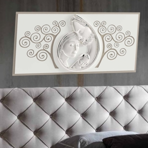 Capezzale sacra famiglia 80x40 argento avorio albero della vita tortora