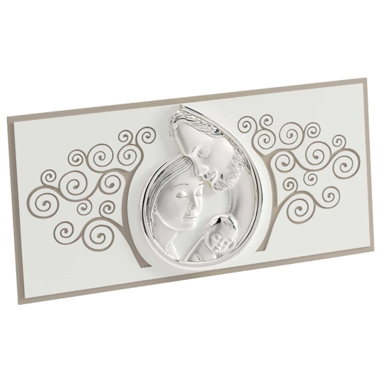 Capezzale sacra famiglia 80x40 argento avorio albero della vita tortora